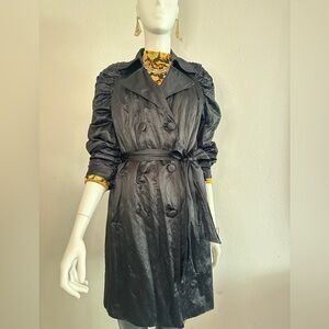 INC International Concepts Black Textured Trench Coat
